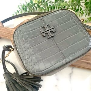 Tory Burch McGraw Crocodile Camera Crossbody